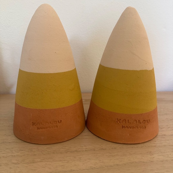 Halloween Autumn Fall Candy Corn Ceramic pumpkin Candle Covers - Picture 3 of 5